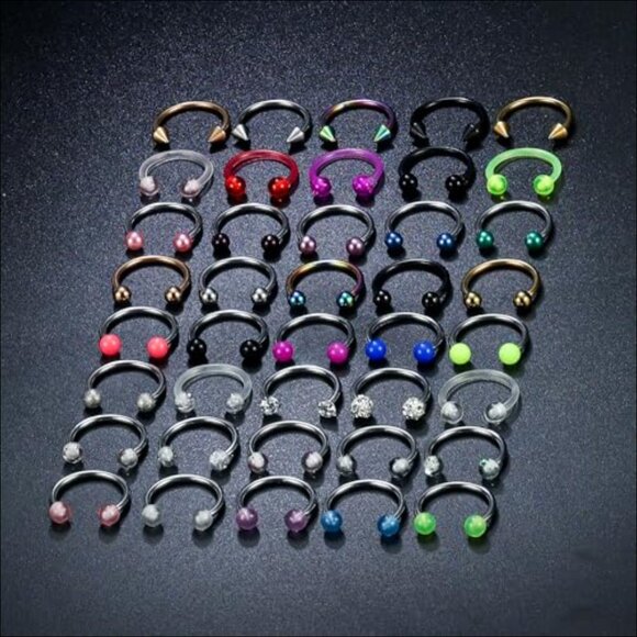316L Surgical Steel Septum Rings Piercing Jewelry 40 Piece Set - Picture 3 of 7